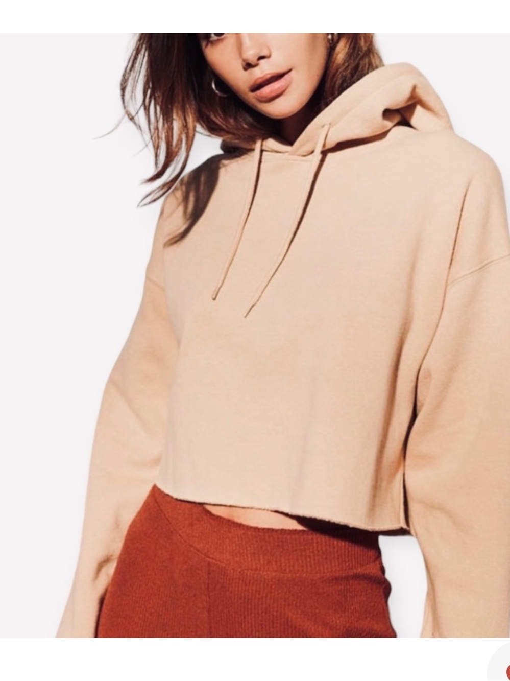 Women's Cropped Hooded Jacket - Beige